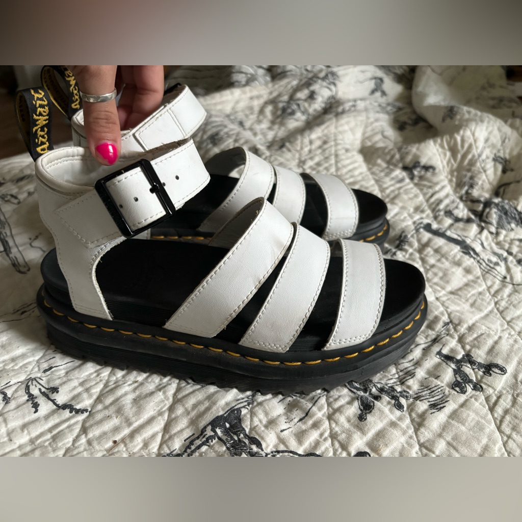 Doc Marten Blair Hydro Leather White Sandals Fit Lk An 8!